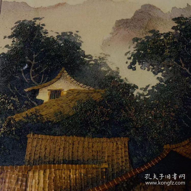 軍聲畫院 李軍聲作 砂石畫《村頭清趣》一幅(52cm*42cm)